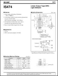 IS474 datasheet: Linear output type OPIC light detector IS474