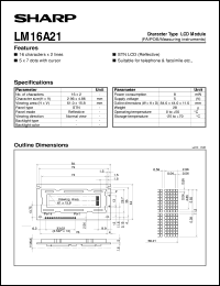 LM16A21 datasheet: Character type LCD module LM16A21