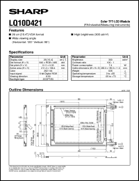 LQ10D421 datasheet: Color TFT-LCD module LQ10D421