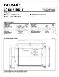 LQ181E1DG11 datasheet: Color TFT-LCD module LQ181E1DG11