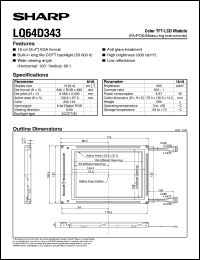 LQ64D343 datasheet: Color TFT-LCD module LQ64D343