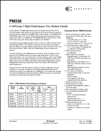 FM336-D datasheet: V.34/Group 3 high performance fax Modem family FM336-D