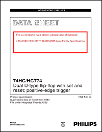 74HCT74D datasheet: Dual D-type flip-flop with set and reset; positive-edge trigger 74HCT74D