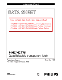74HC75D datasheet: Quad bistable transparent latch 74HC75D