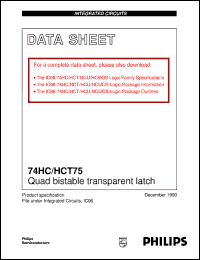 74HC75N datasheet: Quad bistable transparent latch 74HC75N