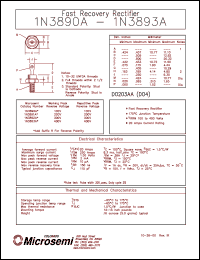 1N3890A datasheet: Fast Rectifier (100-500ns) 1N3890A