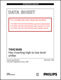 74HC4049DB datasheet: Hex inverting high-to-low level shifter 74HC4049DB