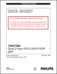 74HC7266N datasheet: Quad 2-input EXCLUSIVE-NOR gate 74HC7266N