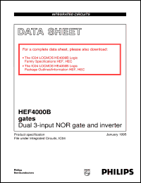 HEF4000BDB datasheet: Dual 3-input NOR gate and inverter HEF4000BDB