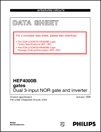 HEF4000BPB datasheet: Dual 3-input NOR gate and inverter HEF4000BPB