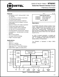MT8930CP datasheet: Subscriber network interface circuit. Applications: ISDN NT1, ISDN S or T interface, ISDN terminal adaptors. MT8930CP
