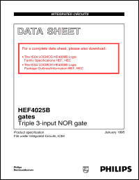 HEF4025BT datasheet: Triple 3-input NOR gate HEF4025BT