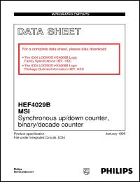 HEF4029BT datasheet: Synchronous up/down counter, binary/decade counter HEF4029BT