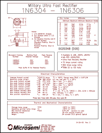 1N6306R datasheet: Ultra Fast Rectifier (less than 100ns) 1N6306R