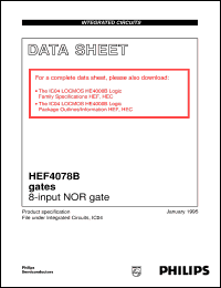 HEF4078BPB datasheet: 8-input NOR gate HEF4078BPB