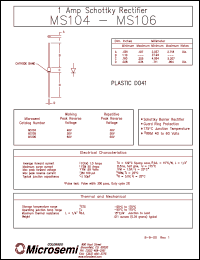 MS104 datasheet: Schottky Rectifier MS104