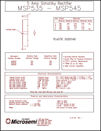 MSP545 datasheet: Schottky Rectifier MSP545