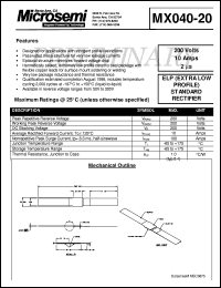 MX040-20 datasheet: Standard Rectifier (trr more than 500ns) MX040-20