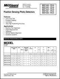 MXP1004PS/D datasheet: Photovoltaic Detectors MXP1004PS/D