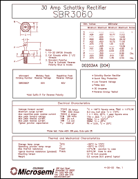 SBR3060 datasheet: Schottky Rectifier SBR3060