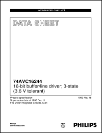 74AVC16244 datasheet: 16-bit buffer/line driver; 3-state (3.6 V tolerant) 74AVC16244