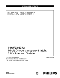 74AVC16373 datasheet: 16-bit D-type transparent latch; 3.6 V tolerant; 3-state 74AVC16373