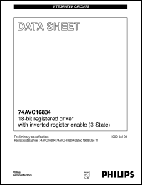 74AVC16834 datasheet: 18-bit registered driver with inverted register enable (3-state) 74AVC16834