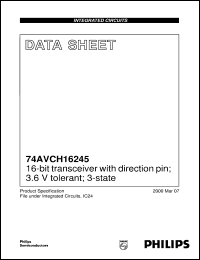 74AVCH16245 datasheet: 16-bit transceiver with direction pin; 3.6 V tolerant; 3-state 74AVCH16245