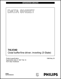 74LV240PW datasheet: Octal buffer/line driver; inverting (3-State) 74LV240PW