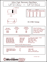 UFS140J datasheet: Ultra Fast Rectifier (less than 100ns) UFS140J