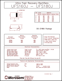 UFS180J datasheet: Ultra Fast Rectifier (less than 100ns) UFS180J