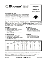 USB0803 datasheet: Transient Voltage Suppressor USB0803