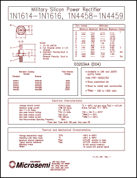 1N1614 datasheet: Standard Rectifier (trr more than 500ns) 1N1614