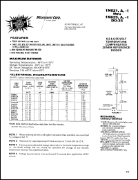 1N827-1 datasheet: 0TC Reference Voltage Zener 1N827-1