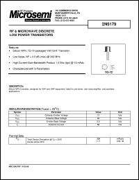 2N5179 datasheet: RF NPN Transistor 2N5179