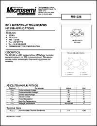MS1226 datasheet: RF NPN Transistor MS1226