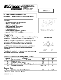 MS2213 datasheet: RF NPN Transistor MS2213