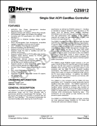 OZ6912B datasheet: Single-Slot ACPI cardbus controller OZ6912B
