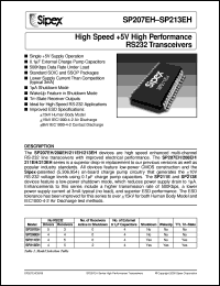 SP207EHET datasheet: High speed +5V high performance RS232 transceivers SP207EHET