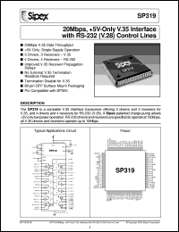 SP319CF datasheet: 20Mbps, +5V-only V.35 interface with RS-232 (v.28) control lines SP319CF