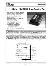 SP3220EEY datasheet: +3.0V to +5.5V RS-232 driver/receiver pair SP3220EEY