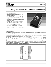 SP331ET datasheet: Programmable RS-232/RS-485 transceiver SP331ET