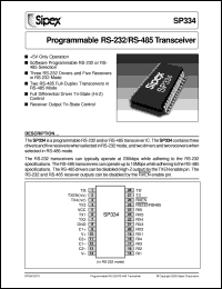 SP334CT datasheet: Programmable RS-232/RS-485 transceiver SP334CT