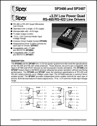 SP3486CT datasheet: +3.3V low power quad RS-485/RS-422 line drivers SP3486CT