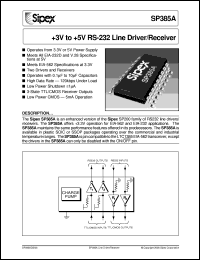 SP385AEA datasheet: +3V to +5V RS-232 line driver/receiver SP385AEA