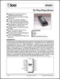 SP4501EN datasheet: EL plus piezo driver SP4501EN