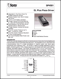 SP4501EY datasheet: EL plus piezo driver SP4501EY