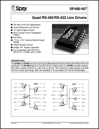 SP487ET datasheet: Quad RS-485/RS-422 line drivers SP487ET