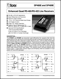 SP489EET datasheet: Enhanced quad RS-485/RS-422 line receivers SP489EET