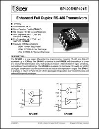 SP490EEP datasheet: Enhanced full duplex RS-485 transceivers SP490EEP